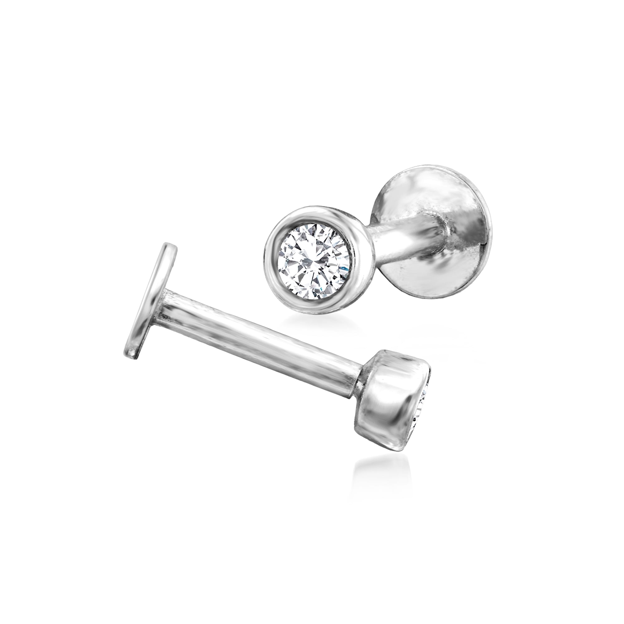 Pure Collection by Ross-Simons 0.10 ct. t.w. Bezel-Set Diamond Flat-Back Stud Earrings in Sterling Silver, Women's, Adult