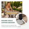 thumbnail image 4 of Round Outdoor Tablecloth with Umbrella Hole and Zipper, Brown Yellow Vintage Tablecloth with Elastic Waterproof, Retro Farmhouse Elegant Pastoral Patio Table Covers for 55" - 60" Picnic Pool Tables, 4 of 9