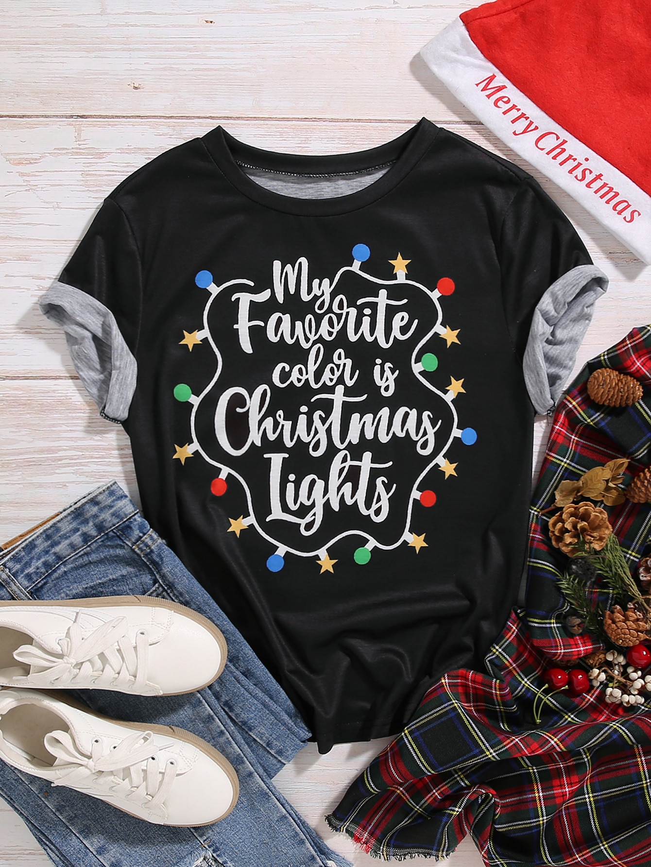 Women's Plus Size Christmas Slogan 