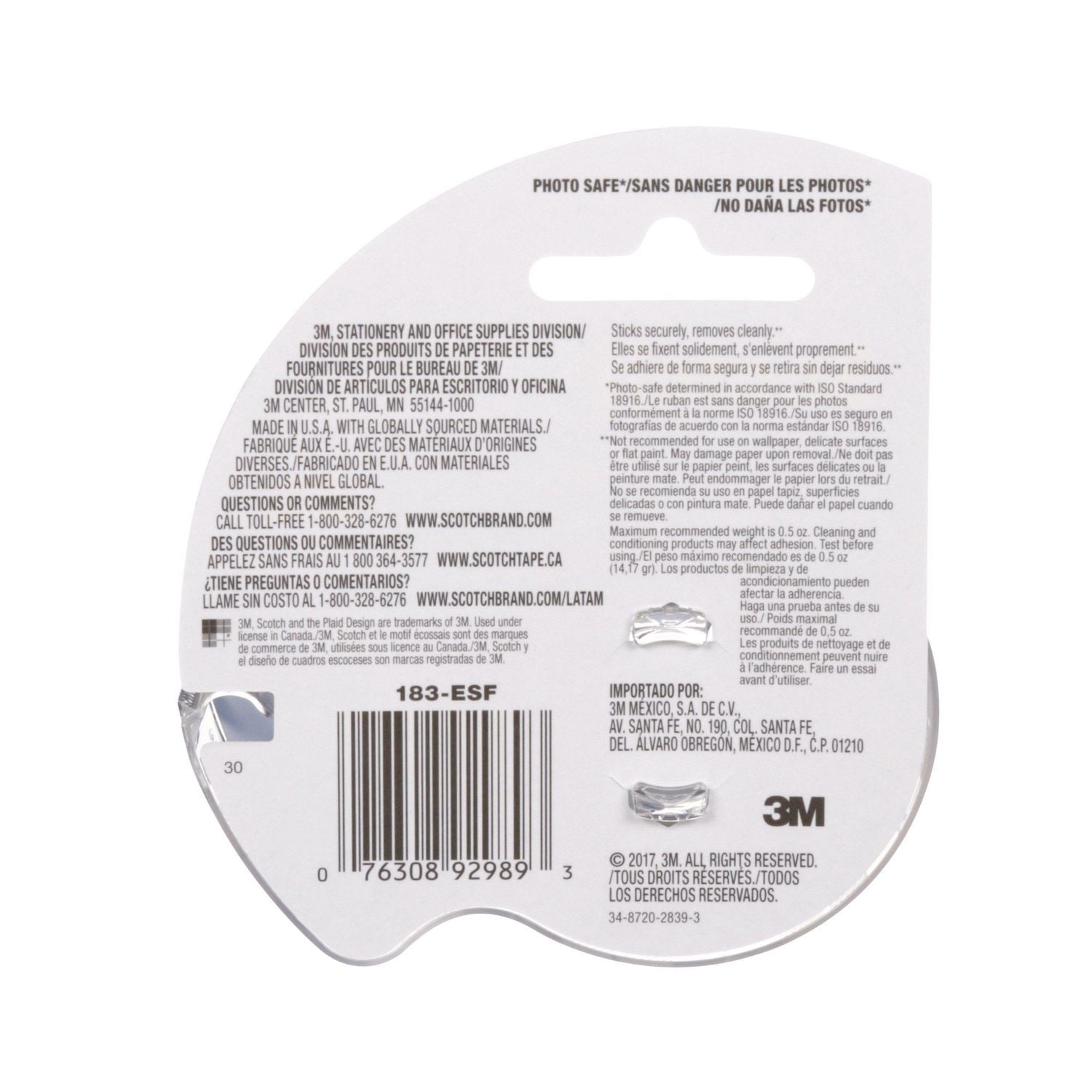 Scotch® Wall-Safe Tape 183-ESF, 1 Roll Per Pack