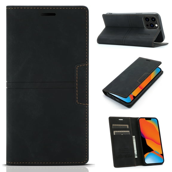 Allytech Wallet Case for iPhone 14 Pro 6.1 inch 2022 Released, Kickstand Card Slots Magnetic Closure Folio Flip PU Leather Protective Case for Apple iPhone 14 Pro 5G, Black