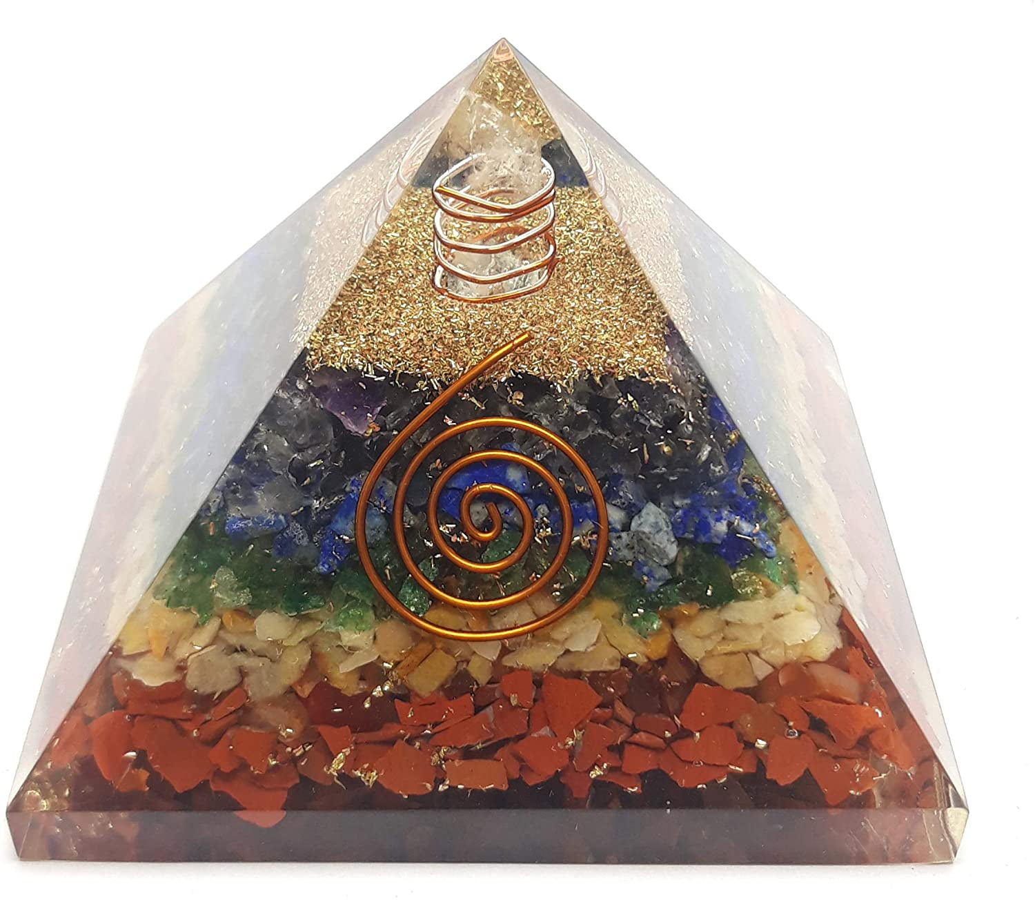 Gemstone Reiki Infused Healing crystal pyramid set Chakra pyramid pyramid Pyramid set Healing| Wellness Success powerful.. Crystal Healing Crystal Pyramid 