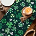 thumbnail image 4 of Table Runner - 72 Inch Long, St. Patrick's Day Kitchen Dining Table Runner Dresser Scarves, Shiny Shamrocks Green Botanical Leaves Farmhouse Decor for Coffee Tables Wedding Party Banquet, 4 of 8