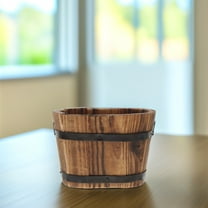 YSNOOWE 1 Piece Carbonized Wood Small Succulent Pot for Indoor Plants Rustic Planter