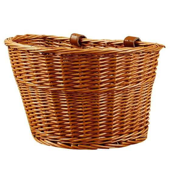 Chimine Stainless Steel Hand Woven Front Bike Rattan Basket for Children and Adults