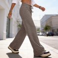 thumbnail image 6 of JUUNthy Womens Striped Lounge Pants, Wide Leg High Waist Stretchy Loose Fit Soft Casual Home Trousers Red XL, 6 of 11