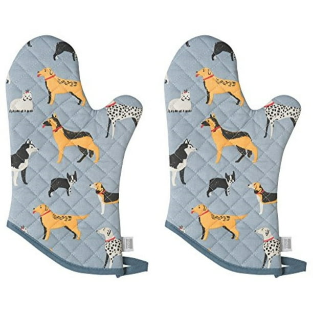 Now Designs Basic Oven Mitt, Dog Days 6.5 x 13 in Set of 2