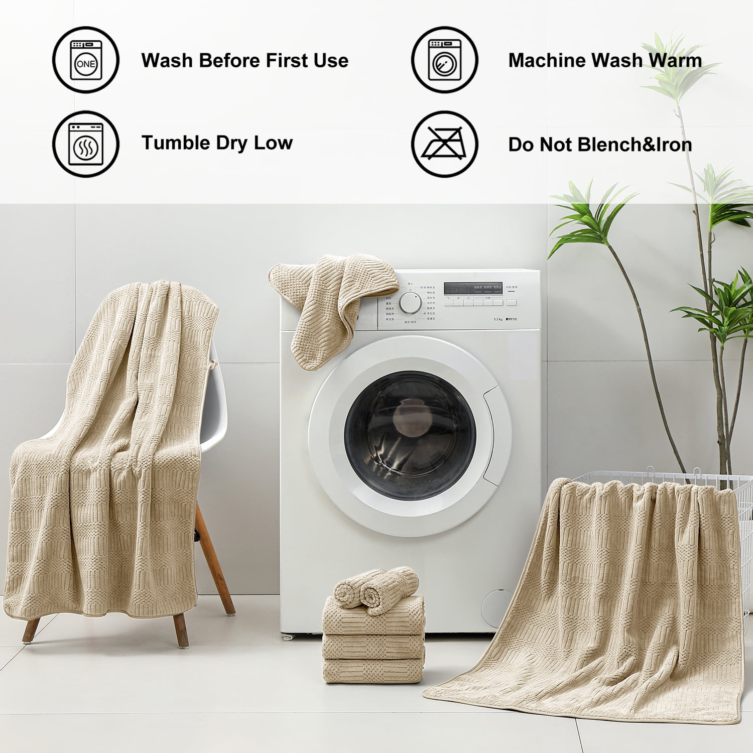 Beartech 18 Piece Bath Towel Set-6 Bath Sheet,6 Hand Towel,6 Washcloths Ultra Soft Microfiber Towels,Luxury Shower Towel,Quick-Dry & Highly Absorbent Bathroom Towels for Family,Hotel Spa-Camel