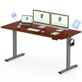thumbnail image 5 of FLEXISPOT 60"x24" Home Office Height Adjustable Standing Desk with Hooks, Ergonomic Electric 2-Stage Stand Up Computer Desk, Gray and Mahogany, 5 of 9