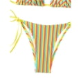 thumbnail image 6 of Delconic Women’s Triangle Bikini Set with Adjustable Halter Top and Tie Side Bottoms Striped Print Two Piece Swimsuit for Beach Pool, 6 of 7