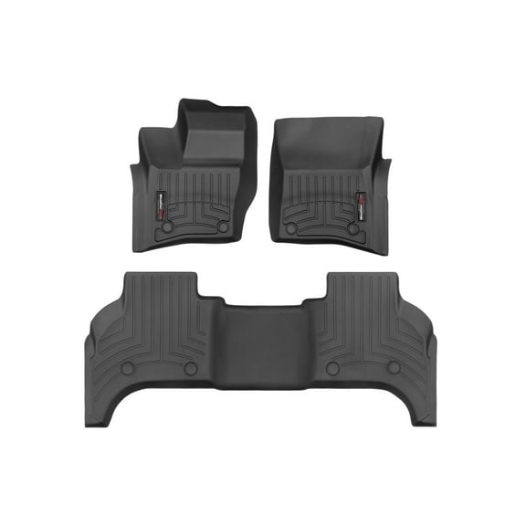 WeatherTech Custom Fit FloorLiners compatible with Land Rover Rover Defender 110 - 1st & 2nd Row, Black