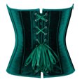thumbnail image 7 of Women's Emerald Green Velvet Jacquard Strapless Corset Sweetheart Bust Steel Boned Waist Trainer for Victorian Renaissance, 7 of 7