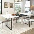 thumbnail image 6 of ChVans 7 Pcs Dining Table Set for 4-6 People with Chairs,71" Kitchen Dinner Table W/Waterpoof Wooden Tabletop,6 PCS Upholstered PU Chairs,Rectangular Wood Tables W/Adjustable Leg for Home Dining Room, 6 of 8