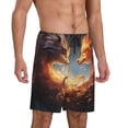 thumbnail image 2 of Balery Red And Gray Flame Fox Pantalones cortos de pijama de punto de algodón para hombre con cinturilla y bolsillos-X-Large, 2 of 6