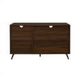 thumbnail image 2 of 52" Mid Century 3-Drawer 1-Door Wood Sideboard - Dark Walnut, 2 of 6