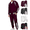 Wine, variant on Frnrwgo Mens 2-Piece Hoodie and Jogger Pants Set Loose Fit Full Zip Casual Tracksuit Fall Winter Color Block Outfit with Pockets