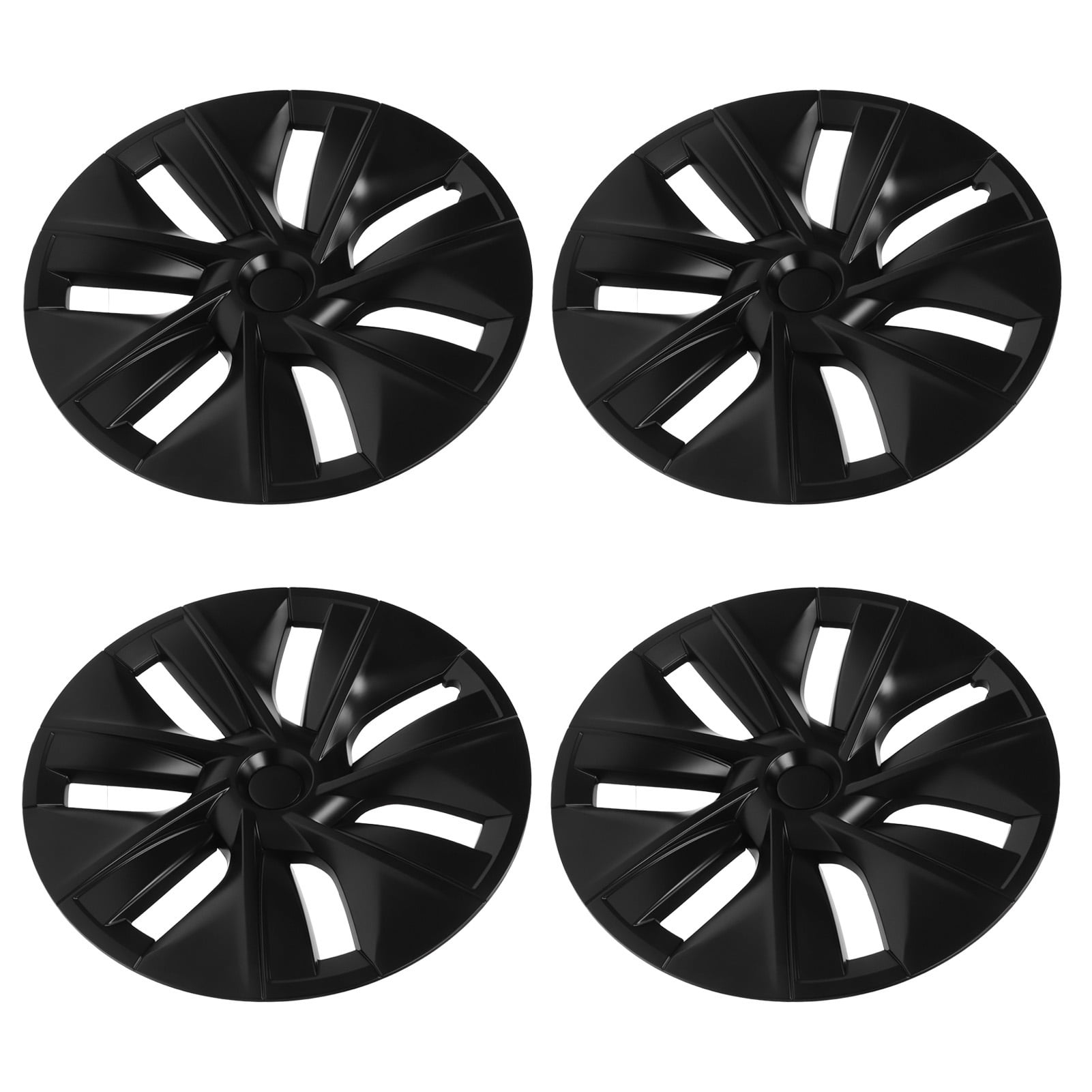 Qiilu Couvre-Roues de Moyeu 4 Pcs 19 Pouces Design Sportif Noir Mat Remplacement pour Modèle Y 2020-2022