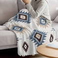 thumbnail image 3 of Blue Aztec Blanket Soft Cozy Warm Throw Blanket for Couch, Plush Fuzzy Flannel Fleece Blankets for Sofa, Southwest Boho Tribe Abstract Geometric Art Bed Blankets Lightweight Gifts for Women, 50"x80", 3 of 9