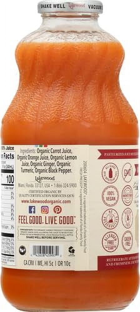 Lakewood Organic Carrot Ginger Turmeric Juice, 32 Fz