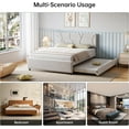 thumbnail image 7 of Full Bed with Trundle,Upholstered Full Over Twin Pull Out Platform Bed with Soft Headboard & Wooden Slat Support for Bedroom Apartment, No Box Spring Needed,Easy Assembly, 7 of 7