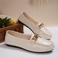thumbnail image 4 of Dweltoz Women's Leather Loafers Business Casual Comfort Work Office Flats Lightweight Slip-Ons Retro Ballet Flats,Beige 41, 4 of 9