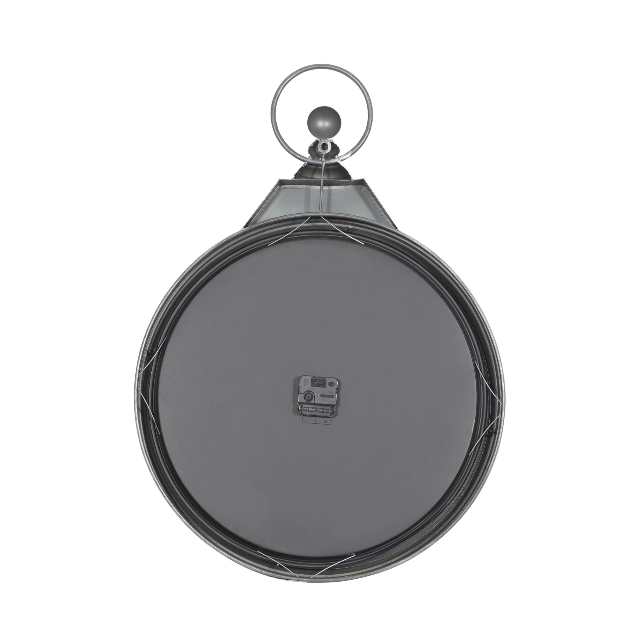 DecMode 21" Gray Metal Finial Pocket Watch Style Wall Clock with Rope Accent