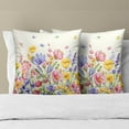 thumbnail image 3 of Spring Watercolor Flowers Throw Pillow Cover 20x20 Inch Pack of 2 Floral and Leaves and Butterfly Cushion Pillow Case Square Cotton Flower Pillowcase for Spring Party Bed Sofa Home Car Bedroom Outdoor, 3 of 6