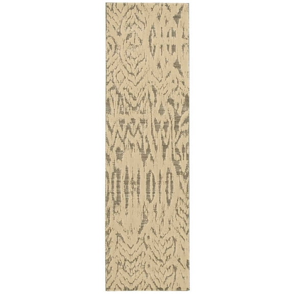 Nourison  Nepal Area Rug 2'3" x 8' Runner Silk, Synthetic, Wool 8' Runner Runner, Indoor Living Room, Bedroom Ivory