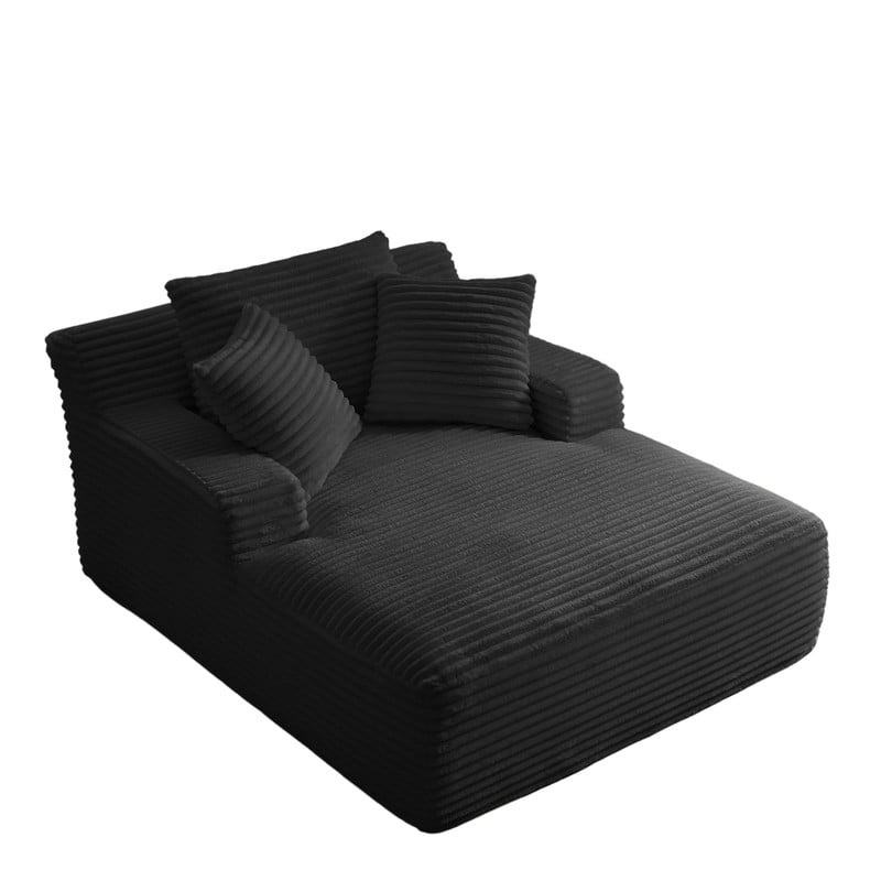 Oversized Chaise Lounge Chair Indoor, Upholstered Sofa Bed Sleeper Sofa Corduroy Cloud Couch Boneless Sofa Reading Chair with 3 Pillows for Living Room, 49.2''x66.1''