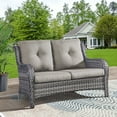 thumbnail image 2 of PARKWELL Patio Rattan Seat Sofa Cushioned Loveseat,Outdoor Wicker Furniture,Gray, 2 of 11