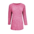 thumbnail image 4 of JURANMO Chandails à Manches 3/4 pour Femmes, Col Rond, Tricot Côtelé, Chandail-Over, Blouses Décontractées, Mode, Rose m, 4 of 6