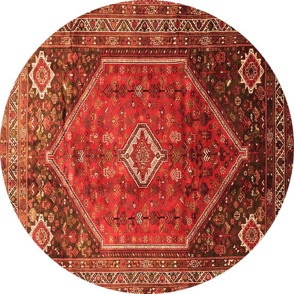 Ahgly Company Indoor Round Persian Orange Traditional Area Rugs, 7' Round