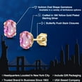 thumbnail image 2 of Gem Stone King 18K Yellow Gold Plated Silver Pink Sapphire Stud Earrings for Women Men | 1.10 Cttw | Gemstone September Birthstone | Oval 6X4MM, 2 of 6