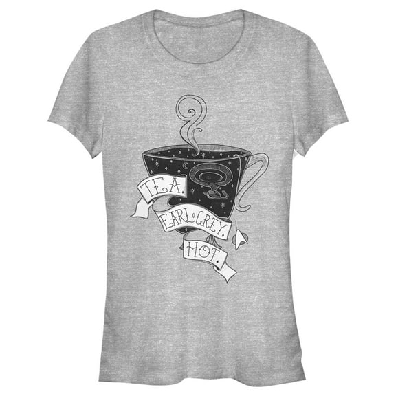 Junior's Star Trek: The Next Generation Captain Picard Cup Of Tea Earl Grey HOT  Graphic Tee Athletic Heather 2X Large