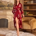 thumbnail image 5 of ITSAME Womens Robes, Fashion Prints Silk Comfy Lightweight Elegant Ladies Bathrobes Homewear With Belt Red Free Size, 5 of 8
