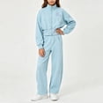 thumbnail image 3 of Stamzod Fall Winter Clothes for Girls 10-12 Casual Cropped Zip Up Sweatshirt and Barrel Sweatpants Girls 2 Piece Outfits Blue 9-10Years, 3 of 10