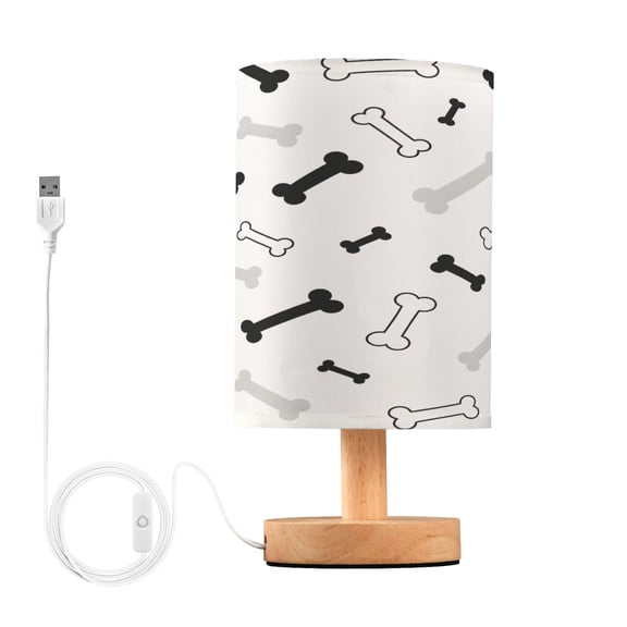 Bones Table Lamp, Fully Dimmable Nightstand Lamp with USB and Linen Fabric Shade, Modern Gifts for Bedroom, Living Room, Office