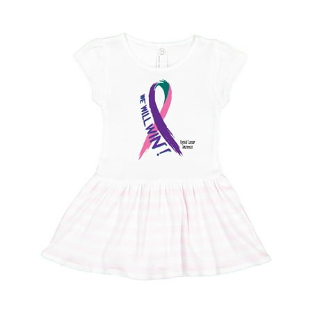 

Inktastic We Will Win Against Thyroid Cancer Ribbon Gift Toddler Girl Dress