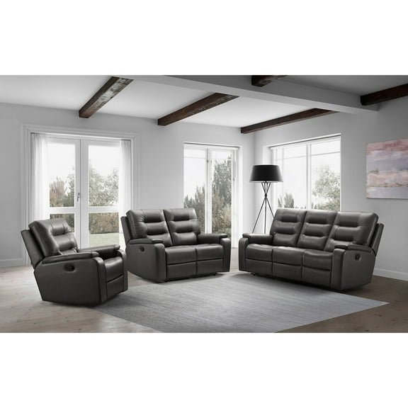 Waylen Top-Grain Leather Reclining 3-Piece Set, Assorted Colors