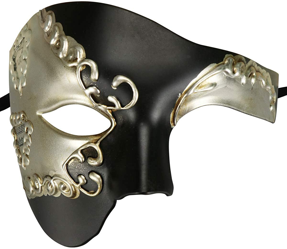 Venetian Men's White/Black Half face Masquerade Mask Phantom of the Opera mask 