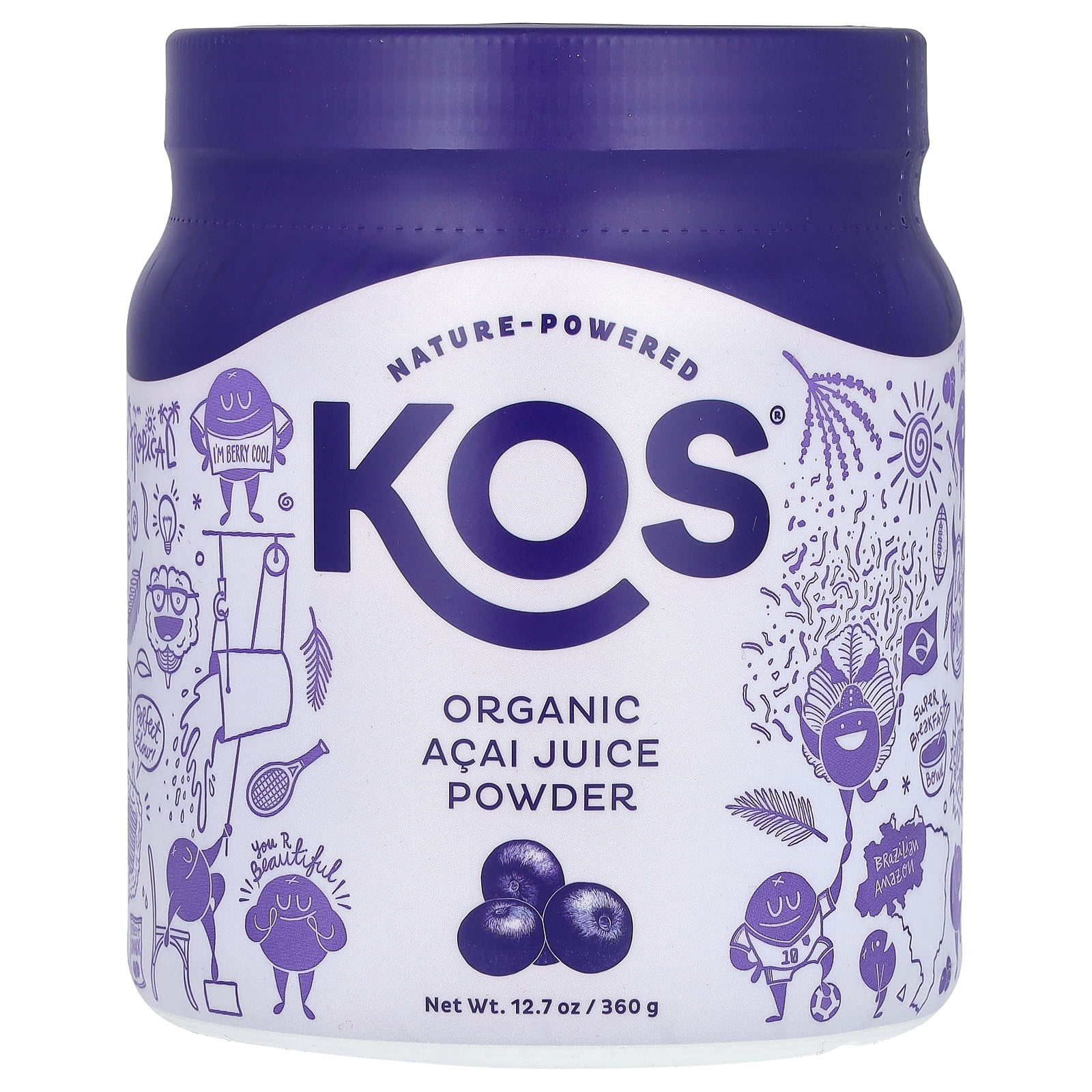 KOS Organic Acai Juice Powder, Natural Antioxidant Superfood, 12.7oz, 120 Servings