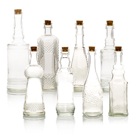 Download 8pc Clear Vintage Glass Wedding Bottle Set, Assorted Decorative Designs - Walmart.com