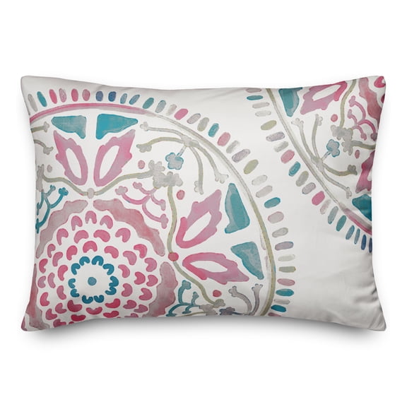Creative Products Large Pink and Blue Watercolor Medallion 14x20 Indoor / Outdoor Pillow