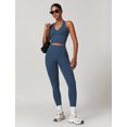 thumbnail image 5 of IDOPIP 2 Piece Workout Sets for Women Seamless Halter V-Neck Tank Top Scrunch Butt Lifting High Waist Leggings Gym Sets Active Wear Sports Outfit M Blue, 5 of 7