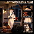 thumbnail image 2 of Lighted Hanging Ghost Witch Halloween Decoration Floating White Ghost With Black Witch Hat Rustic Broom Warm Glow, Halloween Outdoor Yard Porch Decorations,Haunted House Decorations, 2 of 10