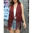 thumbnail image 5 of Yesfashion Women's Fringe Vest 70s Hippie Sleeveless Tassel Long Cardigan Jacket Cowgirl Western Tops, 5 of 9