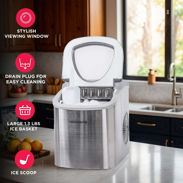 Frigidaire, 26 Lbs. Ice Maker, Black Stainless Steel, EFIC130