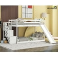 thumbnail image 2 of Bellemave Twin Over Twin Low Bunk Bed with Slide 2 Bunk Bed with Stairs Wooden Bed Frame with Storage and Guardrail, No Box Spring Needed, White, 2 of 10