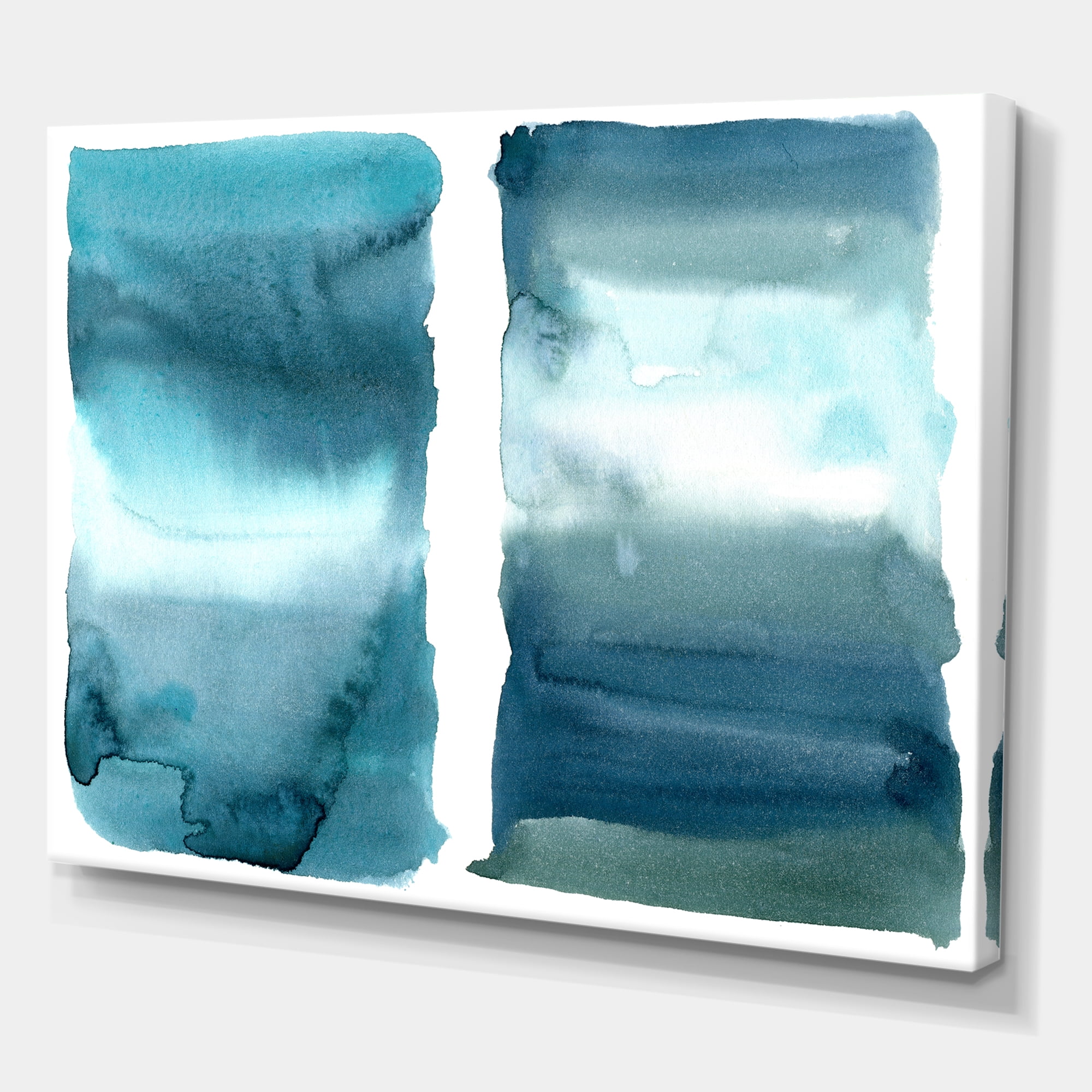 Designart ' Abstract Impression Ocean Blue Aquatic I ' Modern Canvas Wall Art Print