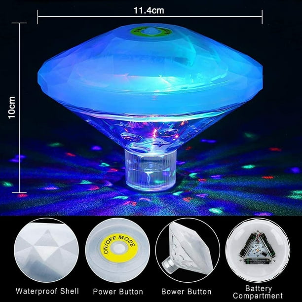 Swimming Pool Lights, Led Disco Light, Glow Floating Pool Light Waterproof  Baby Bath Toy, Battery Powered 7 Lighting Modes Hot Tub Spa Lamp 
